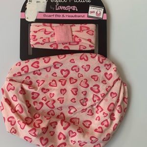 Valentines scarf bib and matching headband